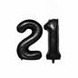 Black 21st birthday number balloons 40 inch foil set