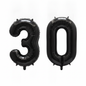 Black 30th birthday number balloons 40 inch foil set