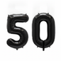 Black 50th birthday number balloons 40 inch foil set