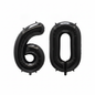 Black 60th birthday number balloons 40 inch foil set