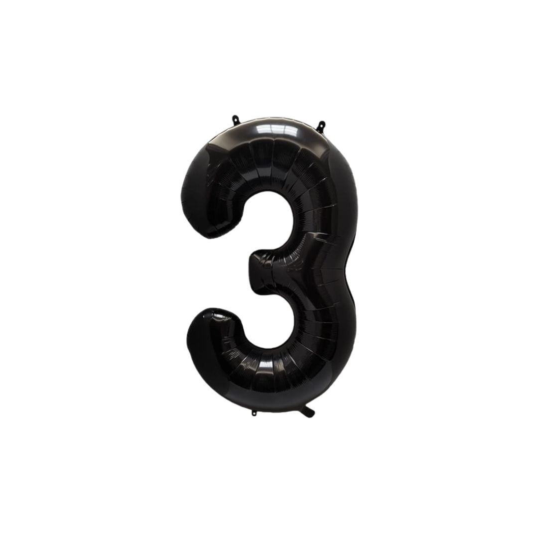 40 inch black number 3 foil balloon for 3rd 13th 30th birthday party UK