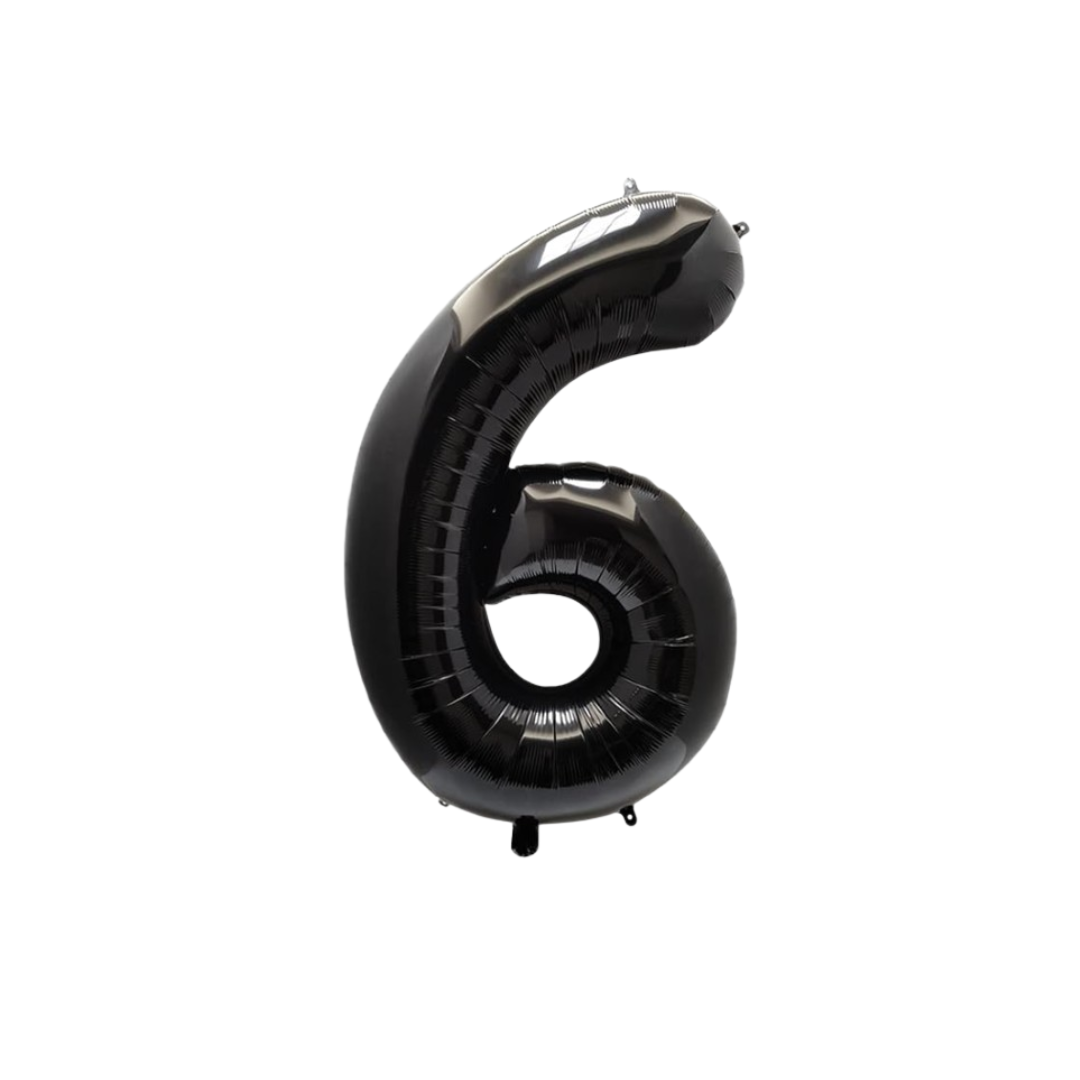 40 inch black number 6 foil balloon for 6th 16th 60th birthday party UK