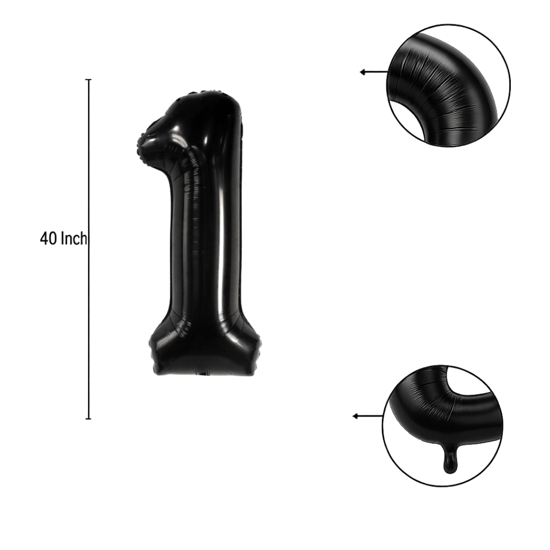 40" Black Number 1 Foil Balloon – Giant Helium Balloon for Birthday Party Decorations
