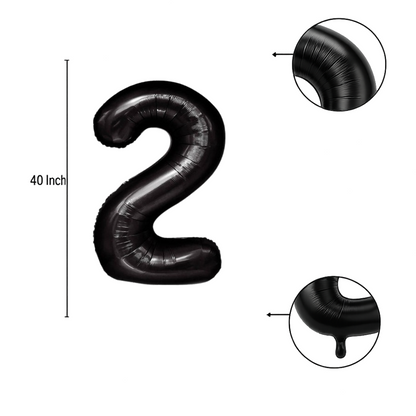 40" Black Number 2 Foil Balloon – Giant Helium Balloon for Birthday Party Decorations