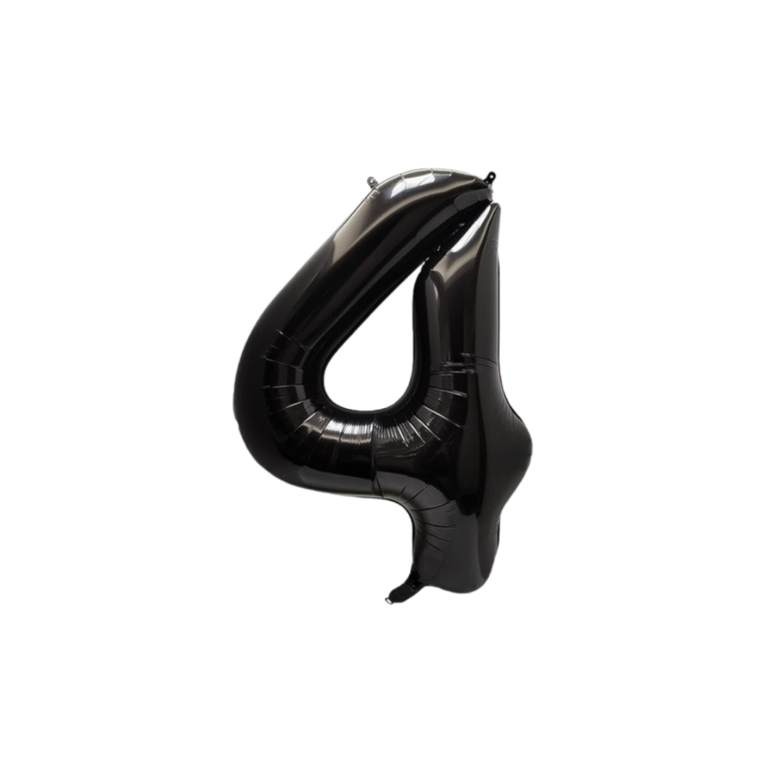 40" Black Number 4 Balloon – Giant Foil Birthday Decoration for Party & Celebration