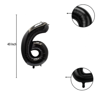 40" Black Number 6 Balloon – Giant Foil Birthday Decoration for Party & Celebration