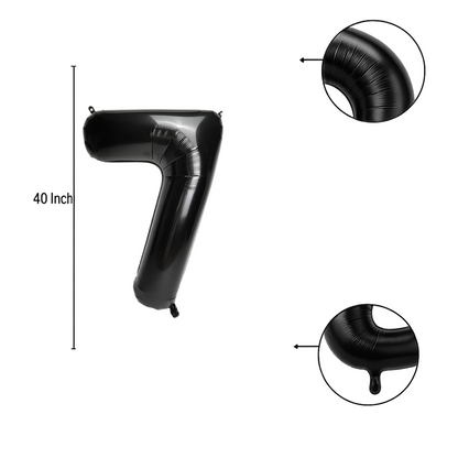 40" Black Number 7 Balloon – Giant Foil Birthday Decoration for Party & Celebration