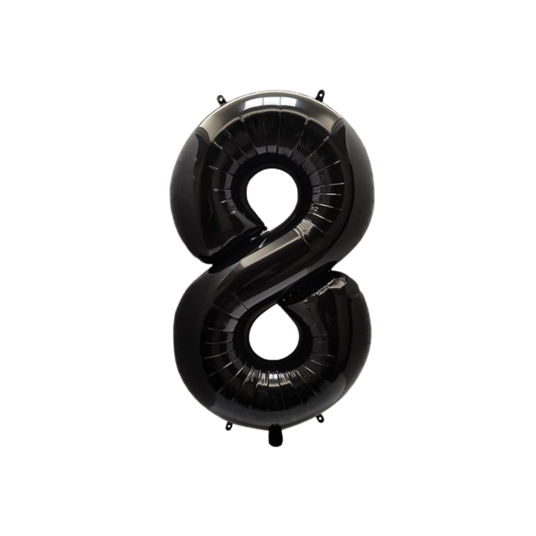 40" Black Number 8 Balloon – Giant Foil Birthday Decoration for Party & Celebration