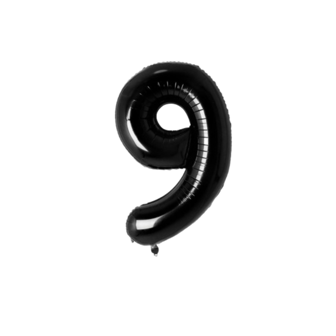 40" Black Number 9 Balloon – Giant Foil Birthday Decoration for Party & Celebration