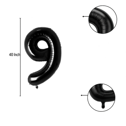 40" Black Number 9 Balloon – Giant Foil Birthday Decoration for Party & Celebration