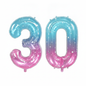Blue Pink Ombre 30th birthday number balloons 40 inch foil set