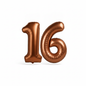 Brown 16th birthday number balloons 40 inch foil set