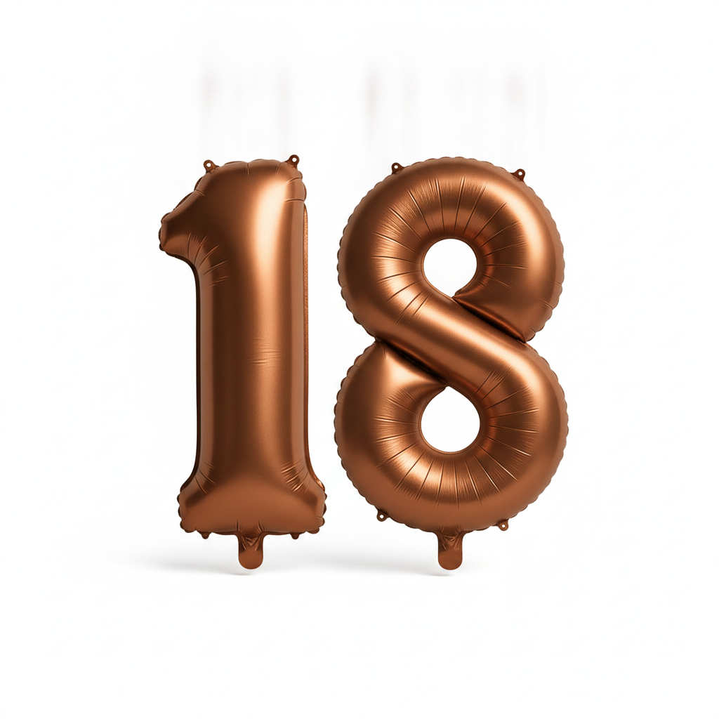 Brown 18th birthday number balloons 40 inch foil set