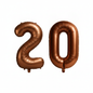 Brown 20th birthday number balloons 40 inch foil set