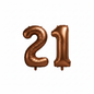 Brown 21st birthday number balloons 40 inch foil set