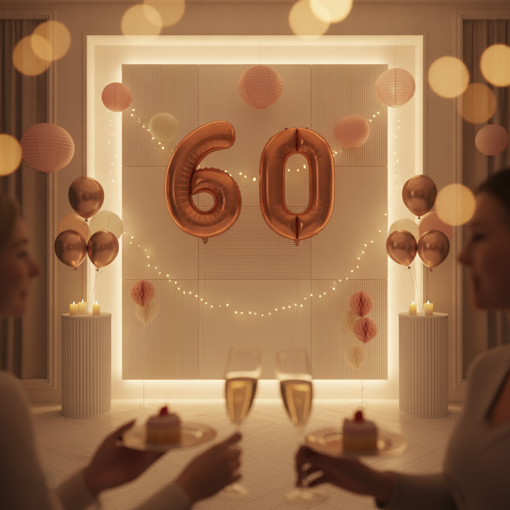 Brown 60th birthday party decoration with number balloons