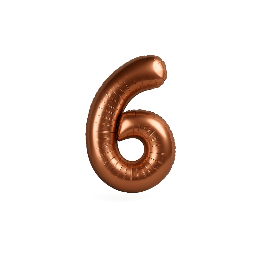 40 inch chocolate brown number 6 foil balloon for 6th 16th 60th birthday UK