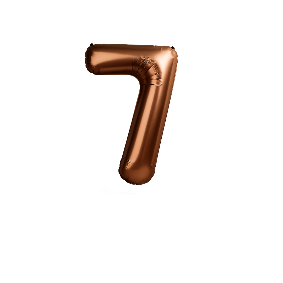 40 inch chocolate brown number 7 foil balloon for 7th 17th 70th birthday UK