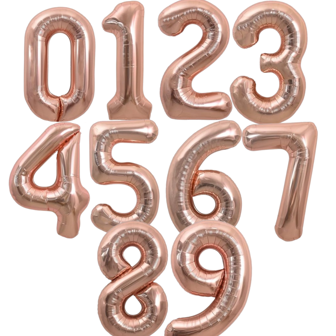 Giant Number Balloon Set 0–9 | Gold Silver Rose Gold & Black | 40" Metallic Foil Birthday Decoration UK
