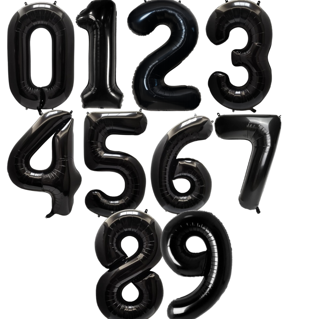 Giant Number Balloon Set 0–9 | Gold Silver Rose Gold & Black | 40" Metallic Foil Birthday Decoration UK