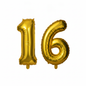 Gold 16th birthday number balloons 40 inch foil set