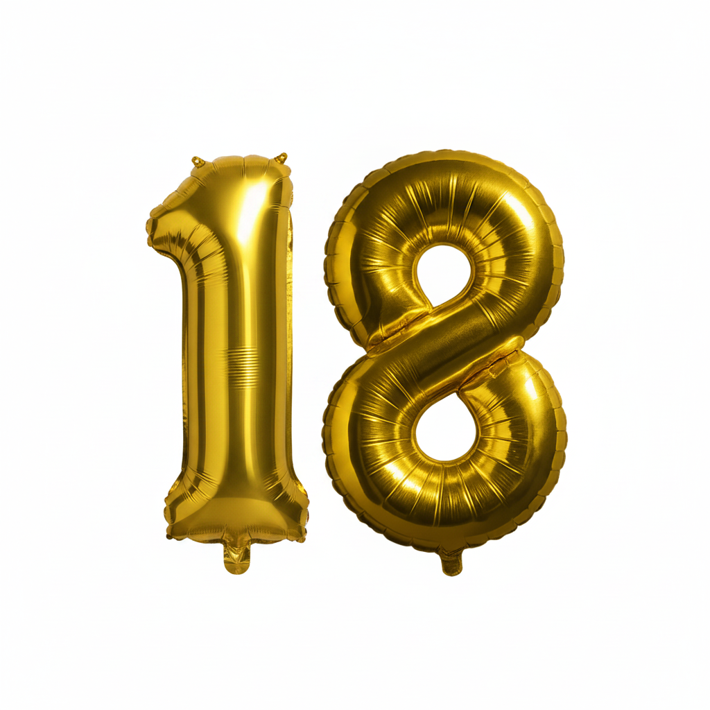 Gold 18th birthday number balloons 40 inch foil set