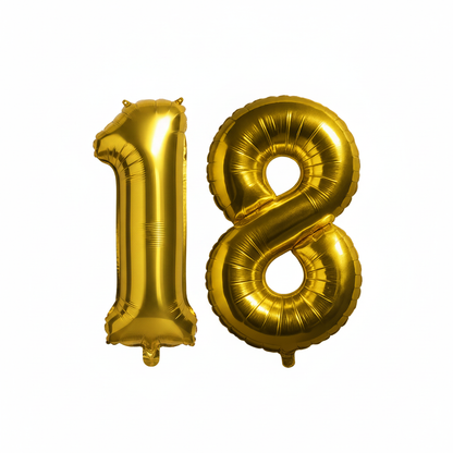 Gold 18th birthday number balloons 40 inch foil set