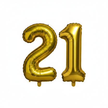 Gold 21st birthday number balloons 40 inch foil set