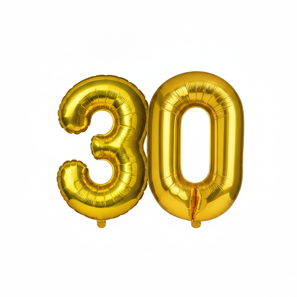 Gold 30th birthday number balloons 40 inch foil set