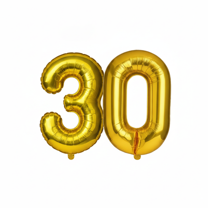 Gold 30th birthday number balloons 40 inch foil set