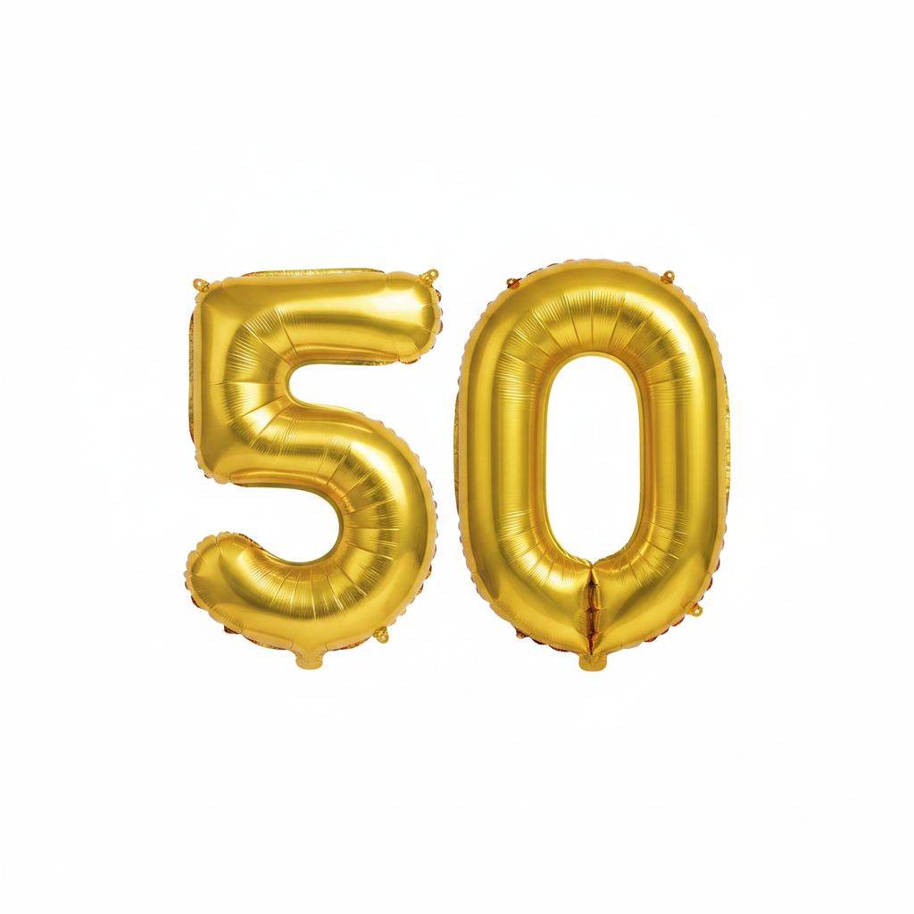 Gold 50th birthday number balloons 40 inch foil set