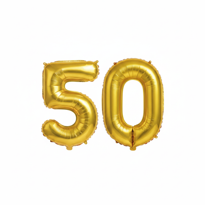 Gold 50th birthday number balloons 40 inch foil set