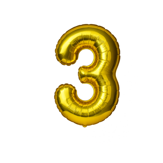 40 inch gold number 3 foil balloon for 3rd 13th 30th birthday party UK