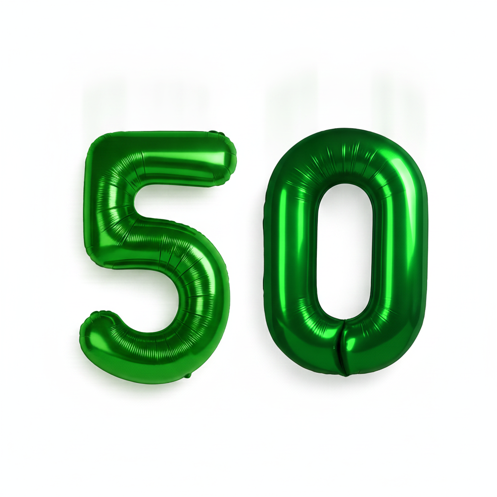 Green 50th birthday number balloons 40 inch foil set