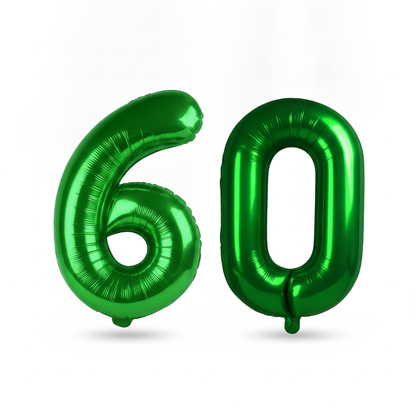 Green 60th birthday number balloons 40 inch foil set