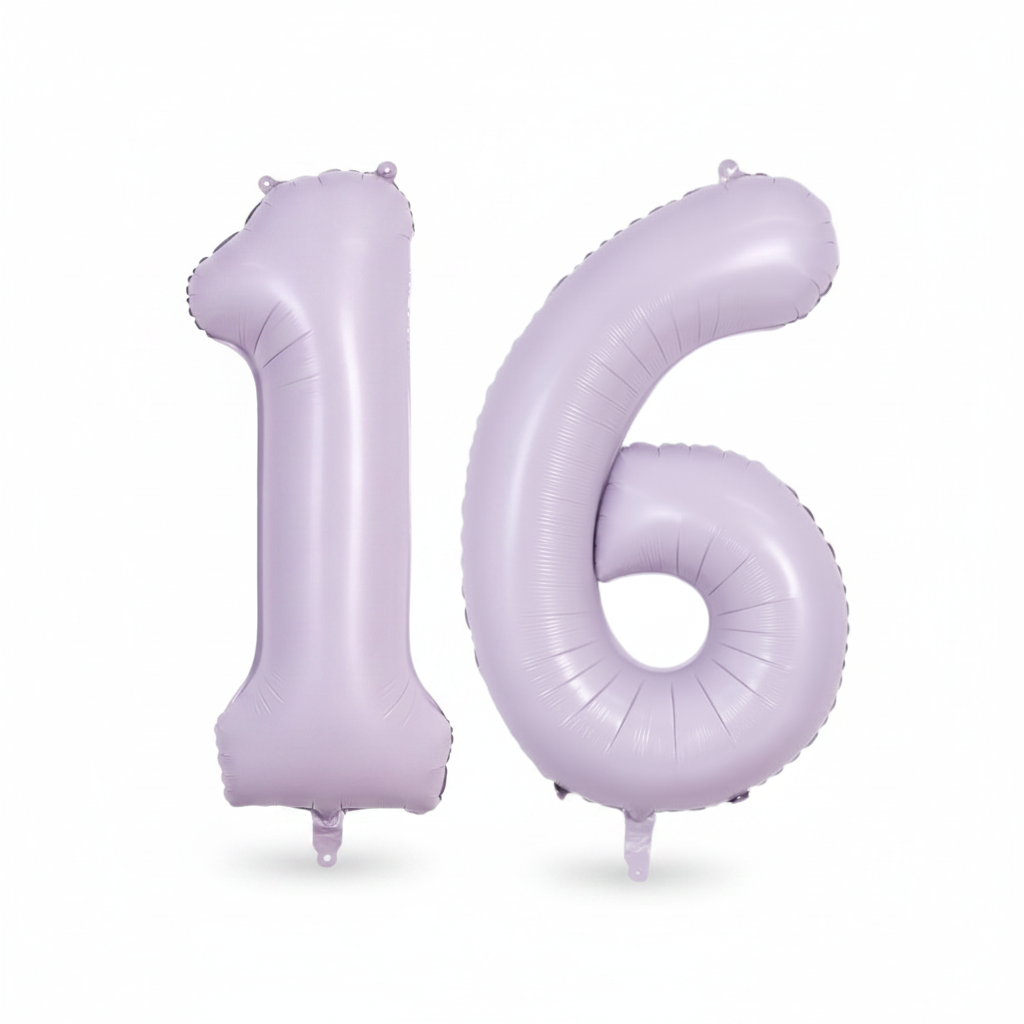 Lavender 16th birthday number balloons 40 inch foil set