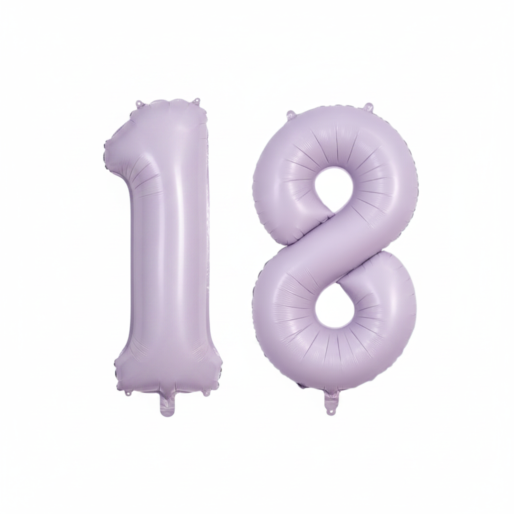 Lavender 18th birthday number balloons 40 inch foil set