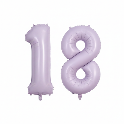 Lavender 18th birthday number balloons 40 inch foil set