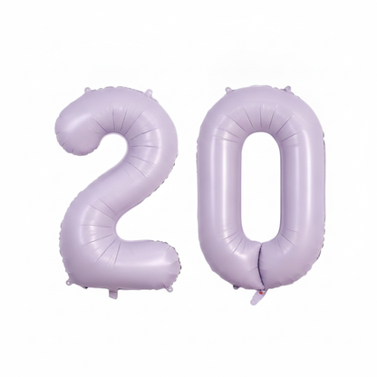 Lavender 20th birthday number balloons 40 inch foil set
