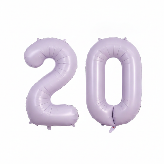 Lavender 20th birthday number balloons 40 inch foil set