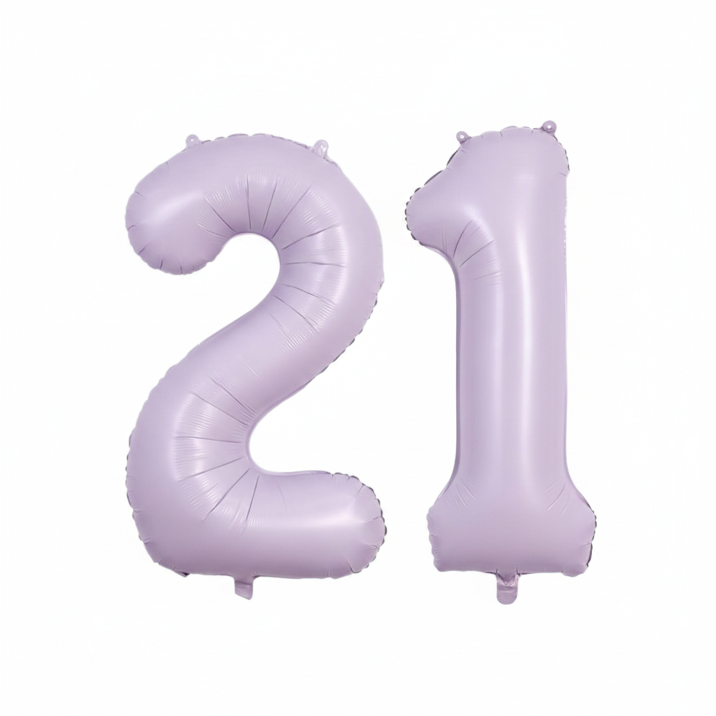 Lavender 21st birthday number balloons 40 inch foil set