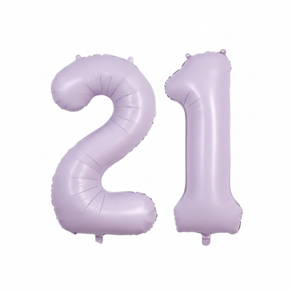Lavender 21st birthday number balloons 40 inch foil set