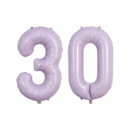 Lavender 30th birthday number balloons 40 inch foil set