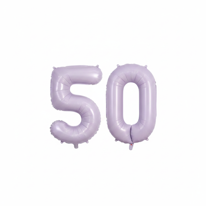 Lavender 50th birthday number balloons 40 inch foil set