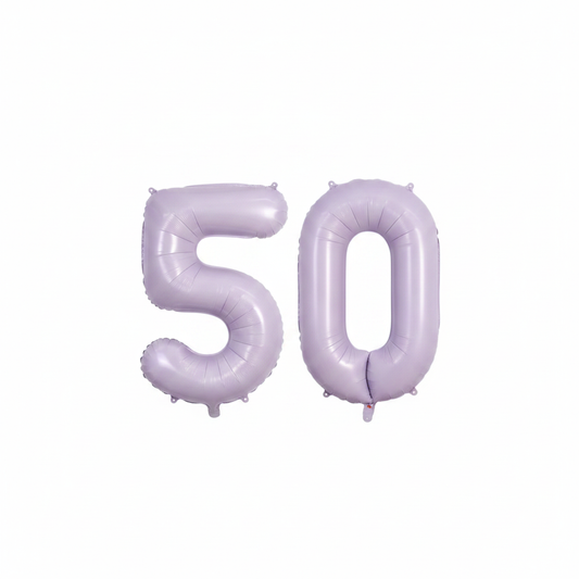 Lavender 50th birthday number balloons 40 inch foil set