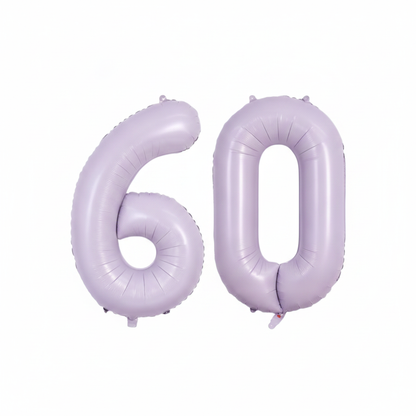 Lavender 60th birthday number balloons 40 inch foil set