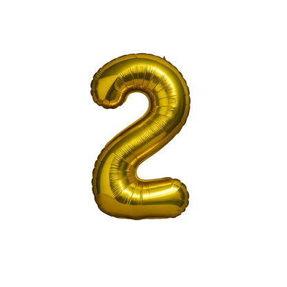 40" Gold Number 2 Balloon – Giant Foil Helium Balloon for Birthdays & Party Decor