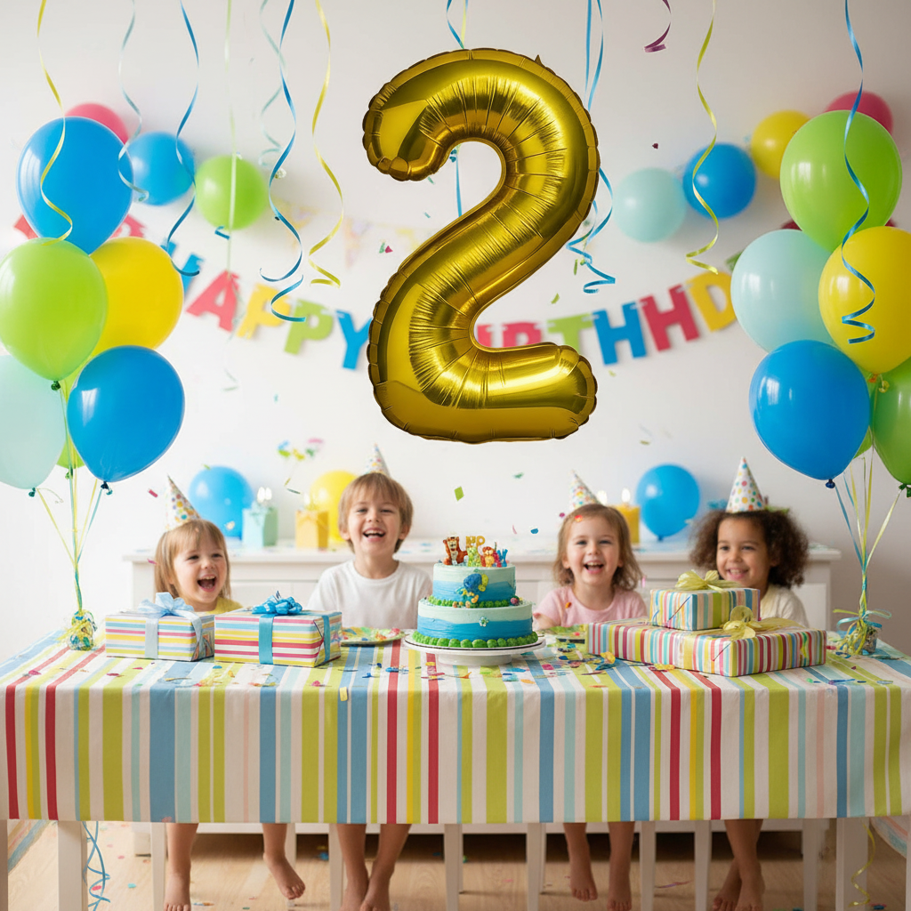 40" Gold Number 2 Balloon – Giant Foil Helium Balloon for Birthdays & Party Decor