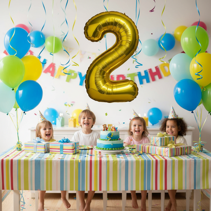 40" Gold Number 2 Balloon – Giant Foil Helium Balloon for Birthdays & Party Decor