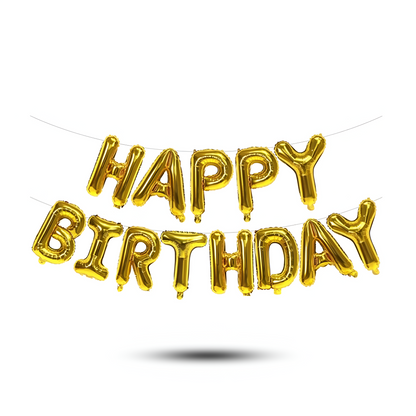 Gold “Happy Birthday” Foil Balloon Banner – Party Decoration (Reusable, 16 Inch Letters) UK